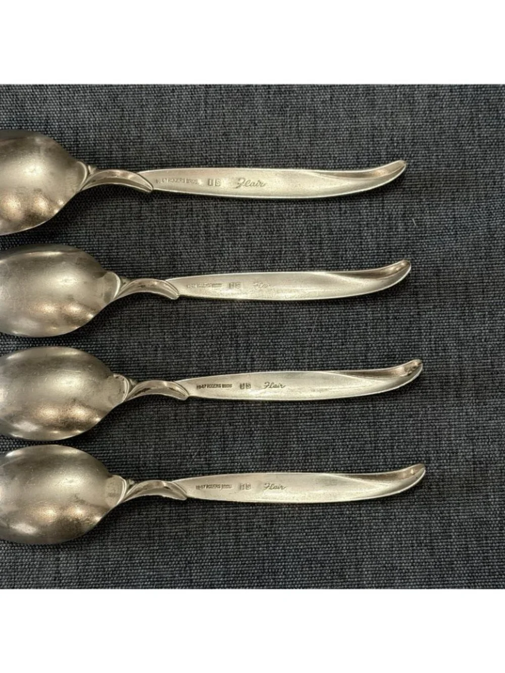 3 Teaspoons 1 Soup International Silver 1847 Rogers Bros FLAIR Silverplate 1956
